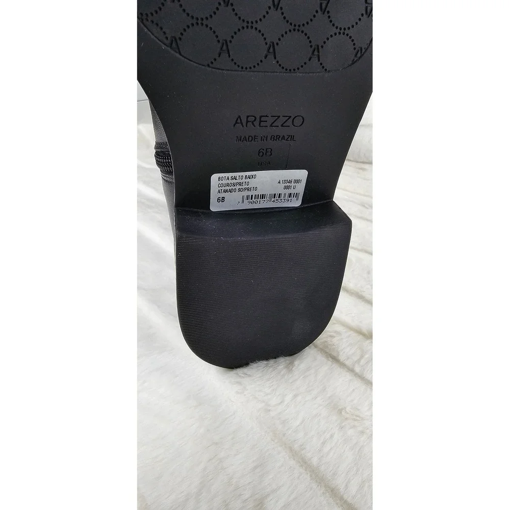 Arezzo Women's Mckenna Low Block Black Leather Boots‎ Size 6B